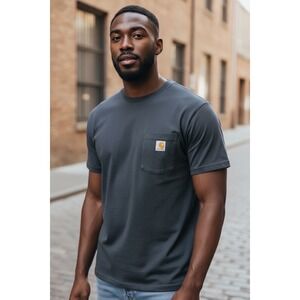 Carhartt K87 Dark Grey Original Fit Short Sleeve Pocket T Shirt Mens 2XL Navy